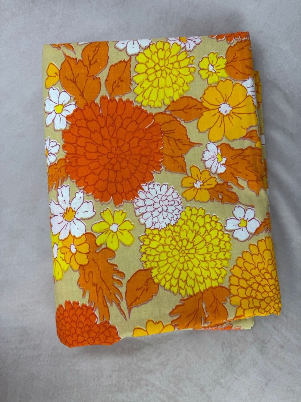 Vintage 1970s Fabric Flower Power 80x100” Groovy Mod MCM